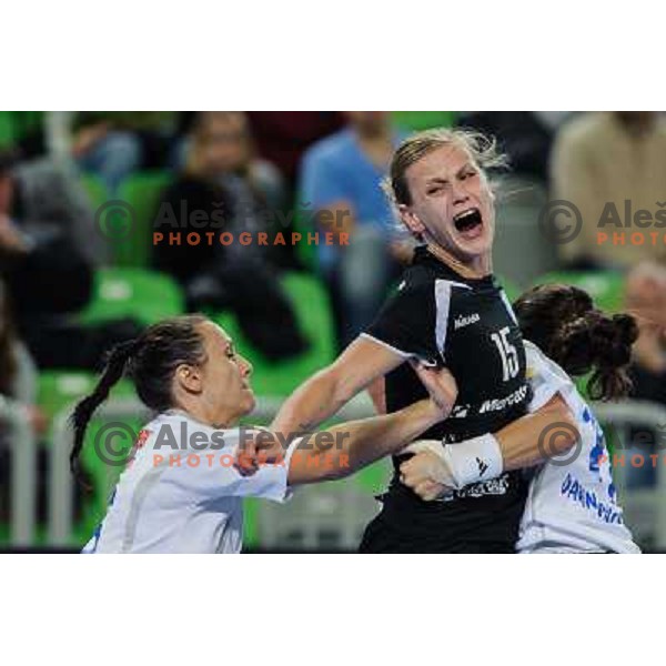 Barbara Lazovic of Krim Mercator in action during handball match Krim Mercator - Podravka in EHF Women\'s Champion league, played in Arena Stozice, Ljubljana, Slovenia on November 18, 2012 
