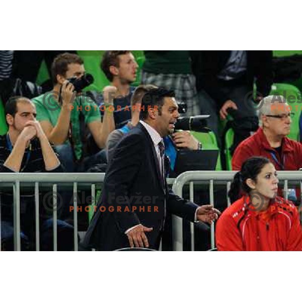 Goran Dujic of Krim Mercator in action during handball match Krim Mercator - Podravka in EHF Women\'s Champion league, played in Arena Stozice, Ljubljana, Slovenia on November 18, 2012 