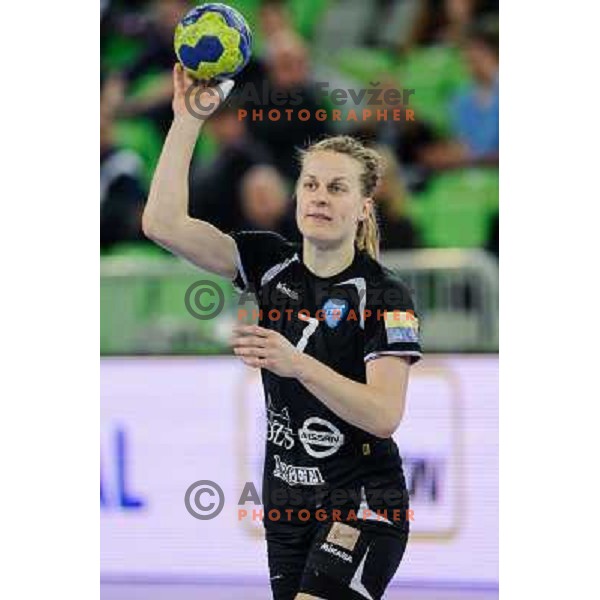 Nina Worz of Krim Mercator in action during handball match Krim Mercator - Podravka in EHF Women\'s Champion league, played in Arena Stozice, Ljubljana, Slovenia on November 18, 2012 
