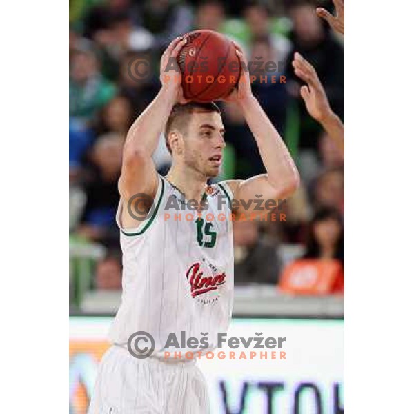 Dylan Page of Union Olimpija in action during basketball game Union Olimpija Ljubljana- Mapooro Cantu in round 6 of Turkish Airlines Euroleague 2012/13 played in Arena Stozice, Ljubljana, Slovenia on November 15, 2012 