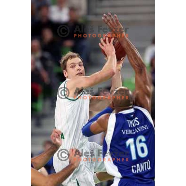 Jaka Blazic of Union Olimpija in action during basketball game Union Olimpija Ljubljana- Mapooro Cantu in round 6 of Turkish Airlines Euroleague 2012/13 played in Arena Stozice, Ljubljana, Slovenia on November 15, 2012 