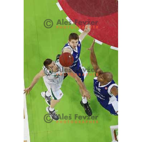 Jan Mocnik of Union Olimpija in action during basketball game Union Olimpija Ljubljana- Mapooro Cantu in round 6 of Turkish Airlines Euroleague 2012/13 played in Arena Stozice, Ljubljana, Slovenia on November 15, 2012 
