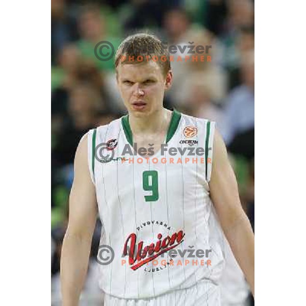 Teemu Rannikko of Union Olimpija in action during basketball game Union Olimpija Ljubljana- Mapooro Cantu in round 6 of Turkish Airlines Euroleague 2012/13 played in Arena Stozice, Ljubljana, Slovenia on November 15, 2012 