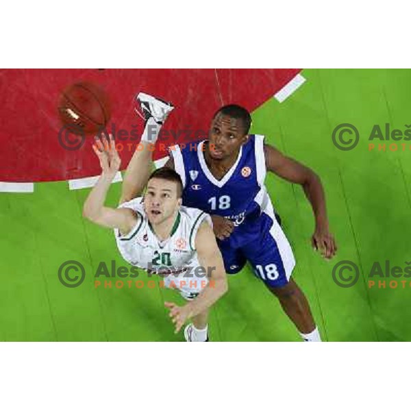 Jan Mocnik of Union Olimpija in action during basketball game Union Olimpija Ljubljana- Mapooro Cantu in round 6 of Turkish Airlines Euroleague 2012/13 played in Arena Stozice, Ljubljana, Slovenia on November 15, 2012 
