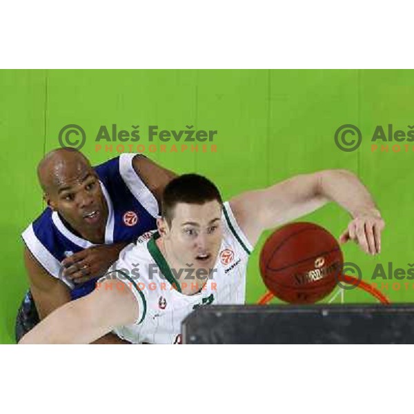 Aron Baynes of Union Olimpija in action during basketball game Union Olimpija Ljubljana- Mapooro Cantu in round 6 of Turkish Airlines Euroleague 2012/13 played in Arena Stozice, Ljubljana, Slovenia on November 15, 2012 