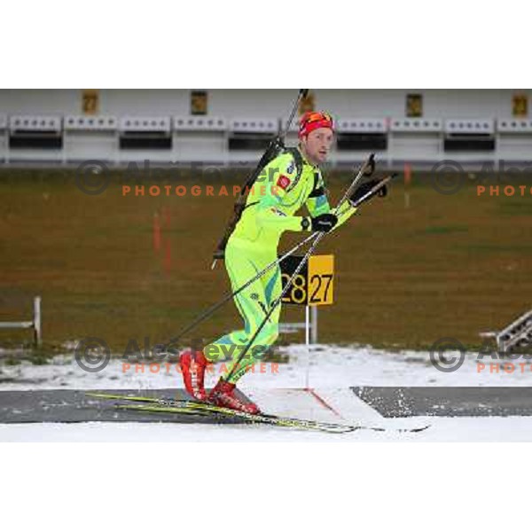 Jakov Fak of Slovenia Biathlon team during practice session at Pokljuka Biathlon centre in Slovenia on November 19, 2012 