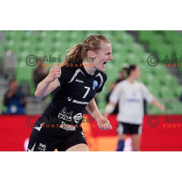 Nina Worz of Krim Mercator in action during handball match Krim Mercator - Podravka in EHF Women\'s Champion league, played in Arena Stozice, Ljubljana, Slovenia on November 18, 2012 