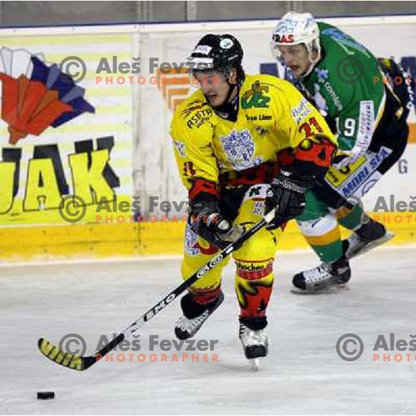  Jaka Avgustincic (21) during semi-final of Interliga match ZM Olimpija- BR Slavija in Hala Tivoli, Ljubljana, Slovenia 23.1.2007