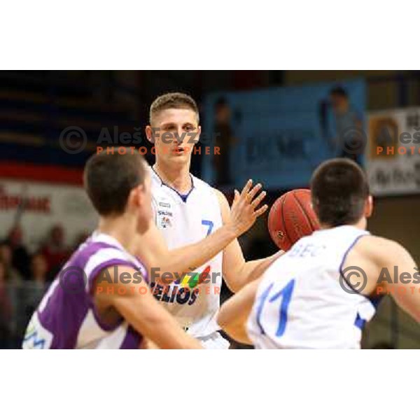 Gezim Morina of Helios Domzale in action during basketball match Helios Domzale-Maribor Messer in round 7 of Telemach league, played in Domzale Sports Hall, Slovenia on December1, 2012 