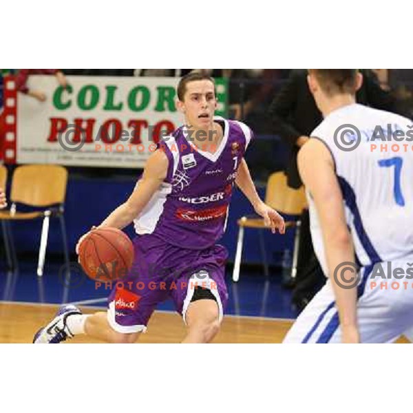 Jure Pelko of Maribor Messer in action during basketball match Helios Domzale-Maribor Messer in round 7 of Telemach league, played in Domzale Sports Hall, Slovenia on December1, 2012 