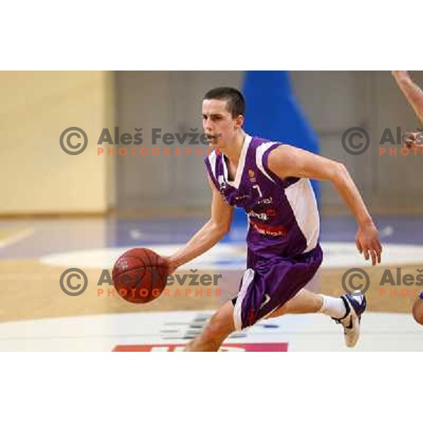 Jure Pelko of Maribor Messer in action during basketball match Helios Domzale-Maribor Messer in round 7 of Telemach league, played in Domzale Sports Hall, Slovenia on December1, 2012 