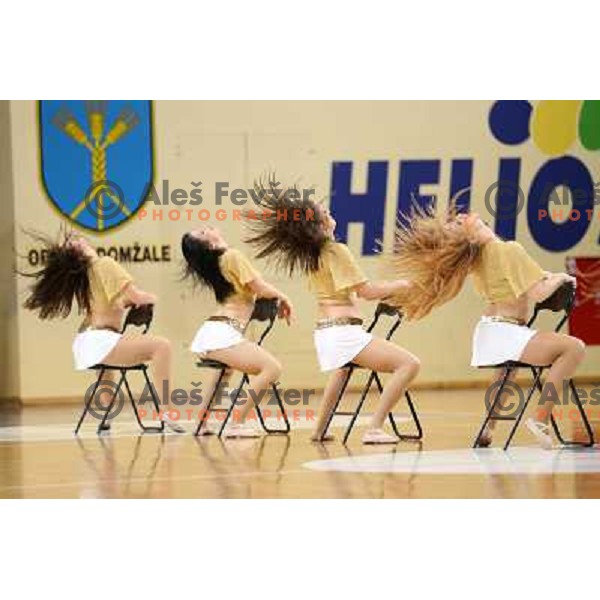 Dancing group performing during basketball match Helios Domzale-Maribor Messer in round 7 of Telemach league, played in Domzale Sports Hall, Slovenia on December1, 2012 