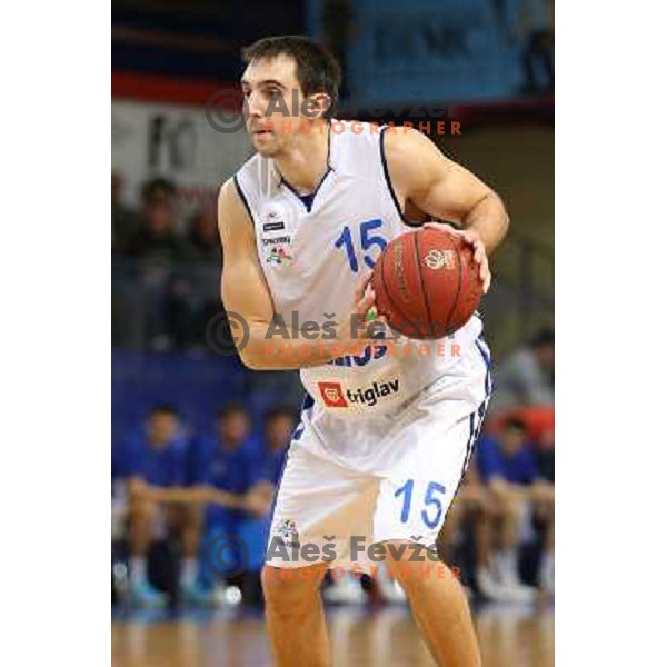 Nikola Gacesa of Helios Domzale in action during basketball match Helios Domzale-Maribor Messer in round 7 of Telemach league, played in Domzale Sports Hall, Slovenia on December1, 2012 