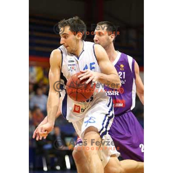 Nikola Gacesa of Helios Domzale in action during basketball match Helios Domzale-Maribor Messer in round 7 of Telemach league, played in Domzale Sports Hall, Slovenia on December1, 2012 