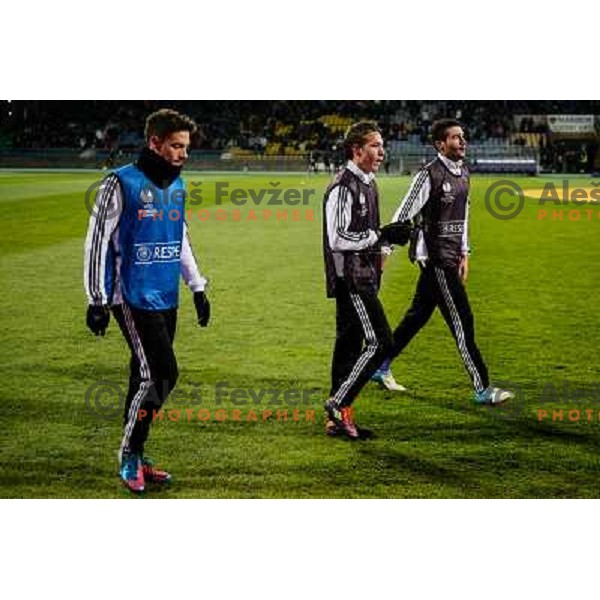 Miroslav Cvijanovic, Dejan Trajkovski, Aleksander Rajcevic of Nk Maribor in action during football match Maribor - Lazio, UEFA Europa league 2012-2013 Group Stage, Ljudski Vrt, Maribor, 06.12.2012 
