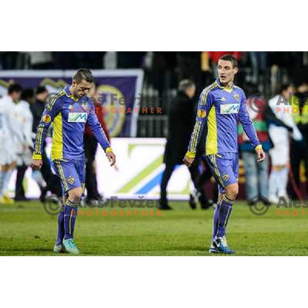 Agim Ibraimi, Timotej Dodlek of Nk Maribor in action during football match Maribor - Lazio, UEFA Europa league 2012-2013 Group Stage, Ljudski Vrt, Maribor, 06.12.2012 