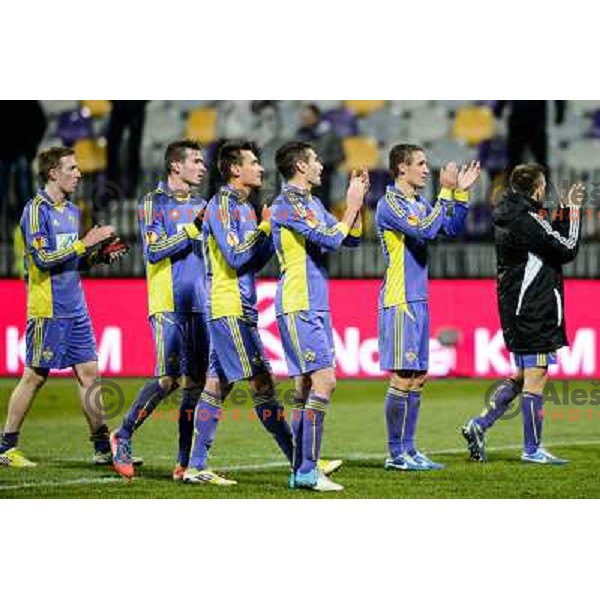 Robert Beric, Nejc Potokar, Arghus, Aleksandar Rajcevic, Timotej Dodlek in action during football match Maribor - Lazio, UEFA Europa league 2012-2013 Group Stage, Ljudski Vrt, Maribor, 06.12.2012 