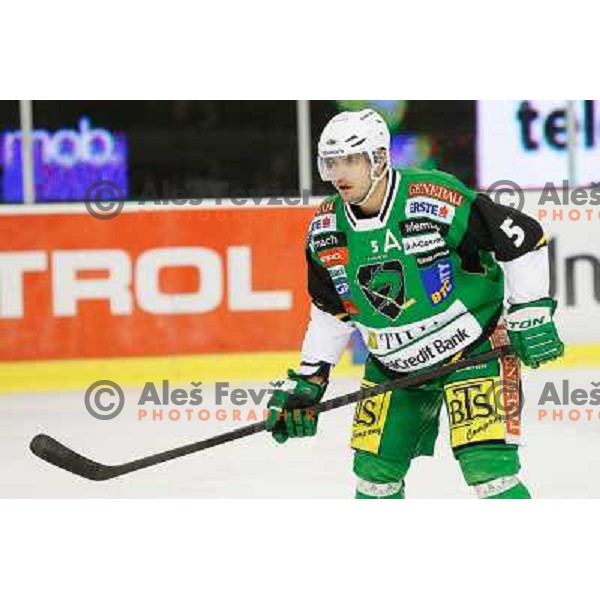 Andrew Thomas of Telemach Olimpija in action during ice hockey match Telemach Olimpija Ljubljana- KHL Medvescak Zagreb in round 28 of Ebel league 2012/13 played in Hala Tivoli, Ljubljana, Slovenia on December 7th , 2012 