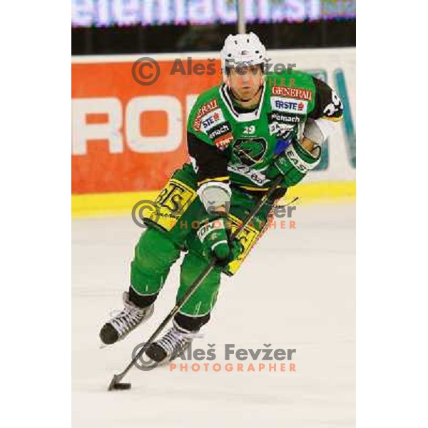 Anze Ropret of Telemach Olimpija and in action during ice hockey match Telemach Olimpija Ljubljana- KHL Medvescak Zagreb in round 28 of Ebel league 2012/13 played in Hala Tivoli, Ljubljana, Slovenia on December 7th , 2012 