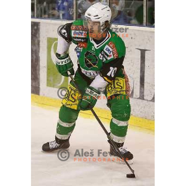 Brock McBride of Telemach Olimpija in action during ice hockey match Telemach Olimpija Ljubljana- KHL Medvescak Zagreb in round 28 of Ebel league 2012/13 played in Hala Tivoli, Ljubljana, Slovenia on December 7th , 2012 