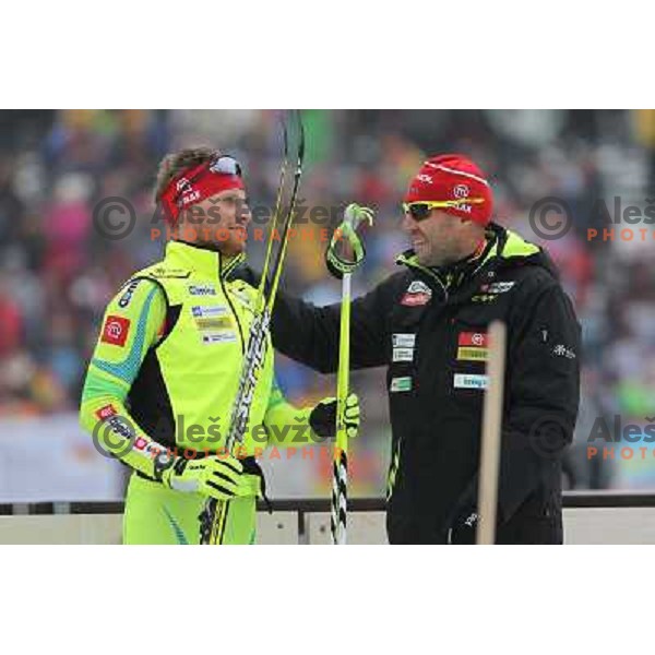 Kemen Bauer and Uros Velepec during E.On World Cup Biathlon Men 15km Mass Start, pokljuka, Slovenia on December 16, 2012 