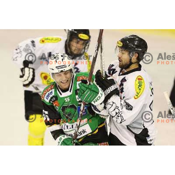 Patrick Coulombe of Telemach Olimpija in action during ice-hockey match Telemach Olimpija-Dornbirn in round 31 of Ebel league, played in Hala Tivoli, Ljubljana, Slovenia on December 16, 2012 