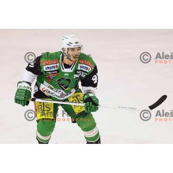 Miha Pesjak of Telemach Olimpija in action during ice hockey match Telemach Olimpija Ljubljana- Dornbirn in round 31 of Ebel league 2012/13 played in Hala Tivoli, Ljubljana, Slovenia on December 16, 2012 