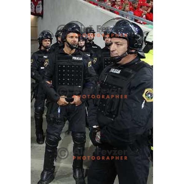 Police of Slovenia during football match Slovenia-Switzerland in group E in FIFA 2014 World Cup Brasil Qualifiers, played in Arena Stozice, Ljubljana, Slovenia on September 7, 2012 