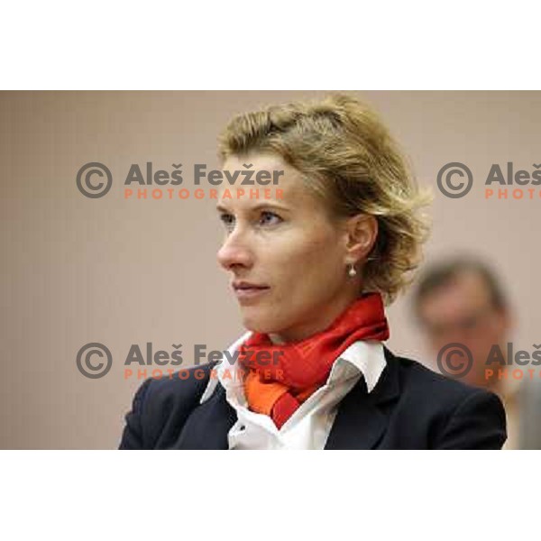 Brigita Langerholc Zeger during press conference of Petrol donation to young slovenian sportsmen under Olympic Comittee patronage in Ljubljana, Slovenia on October 23, 2012 