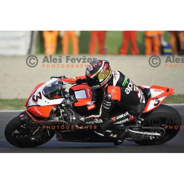 Max Biaggi (ITA) during SBK race in Imola, Italy on September 15, 2012 
