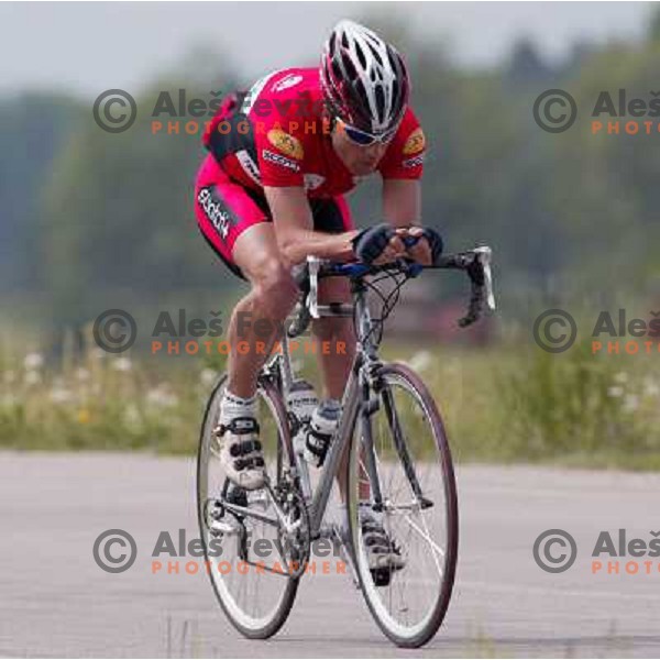 Jure Robic, endurance ultra cyclist, winner of RAAM during practice in Ljubljana on May 9, 2003