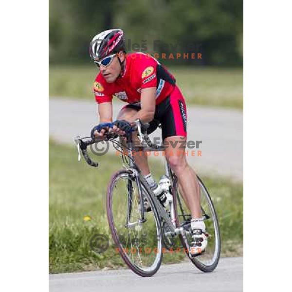 Jure Robic, endurance ultra cyclist, winner of RAAM during practice in Ljubljana on May 9, 2003