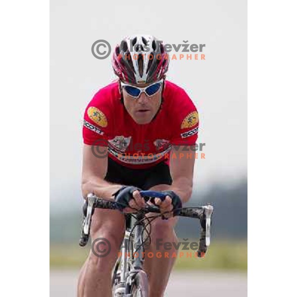 Jure Robic, endurance ultra cyclist, winner of RAAM during practice in Ljubljana on May 9, 2003