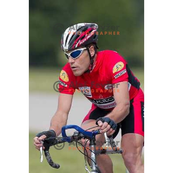 Jure Robic, endurance ultra cyclist, winner of RAAM during practice in Ljubljana on May 9, 2003