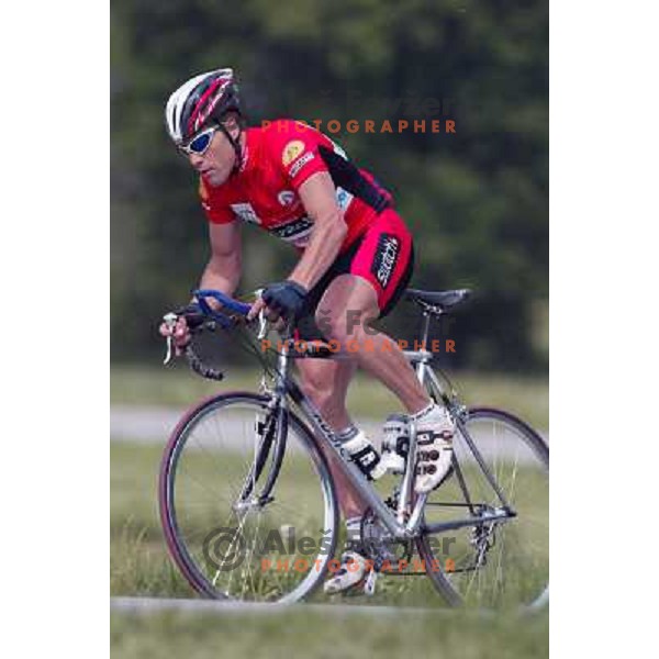 Jure Robic, endurance ultra cyclist, winner of RAAM during practice in Ljubljana on May 9, 2003