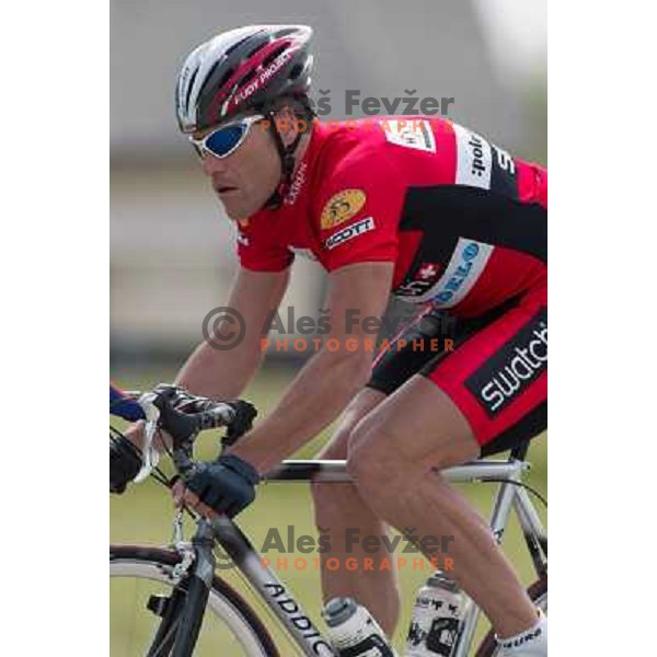 Jure Robic, endurance ultra cyclist, winner of RAAM during practice in Ljubljana on May 9, 2003