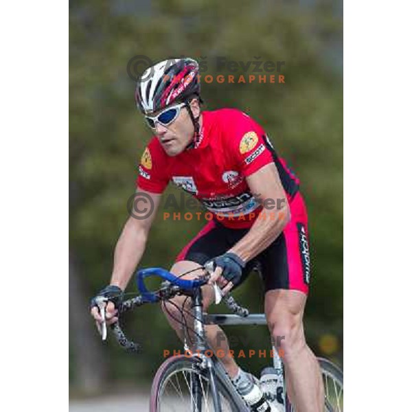 Jure Robic, endurance ultra cyclist, winner of RAAM during practice in Ljubljana on May 9, 2003