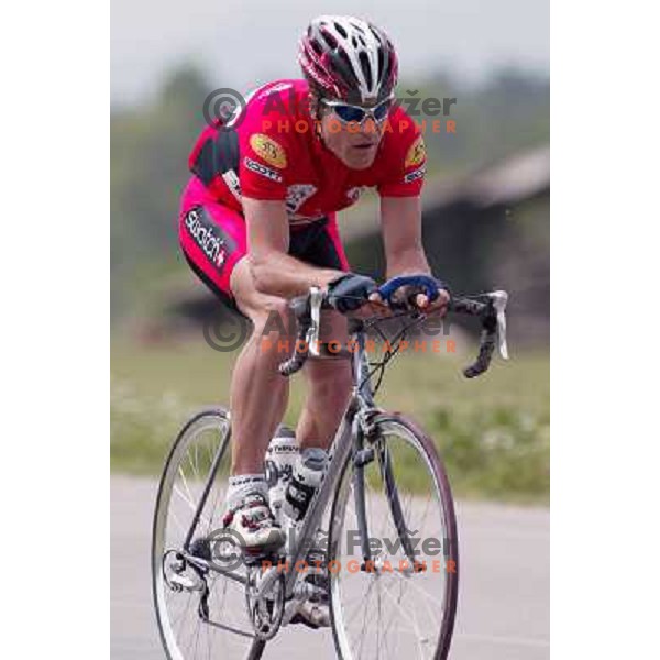 Jure Robic, endurance ultra cyclist, winner of RAAM during practice in Ljubljana on May 9, 2003