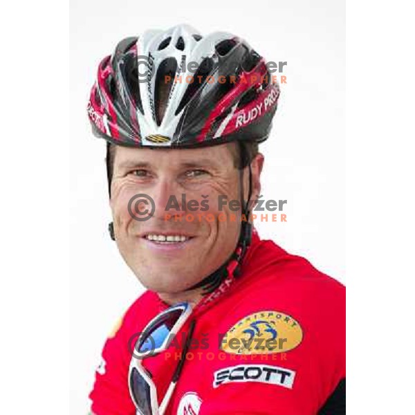 Jure Robic, endurance ultra cyclist, winner of RAAM during practice in Ljubljana on May 9, 2003
