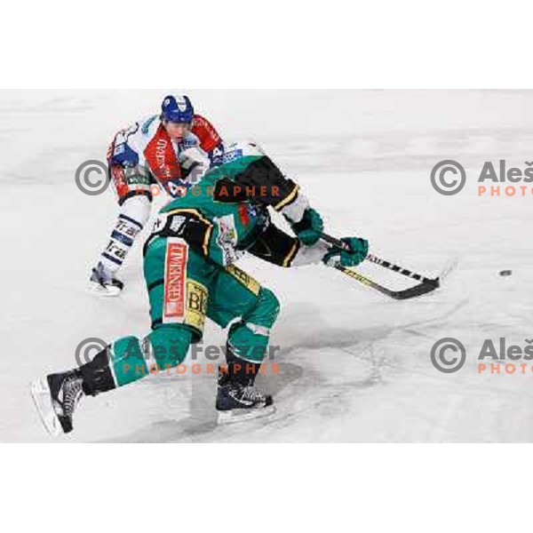 Action during Icefest 2013 open-air hockey match played on Joze Plecnik Bezigrad stadion in Ljubljana, Slovenia on January 6th, 2013 