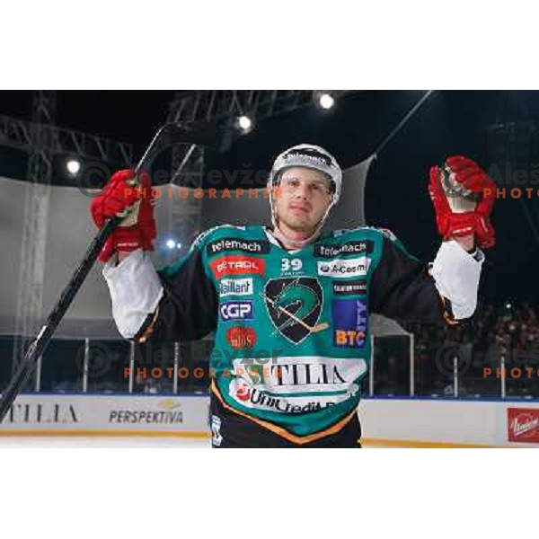 Jan Mursak of Telemach Olimpija in action during Icefest 2013 open-air hockey match played on Joze Plecnik Bezigrad stadion in Ljubljana, Slovenia on January 6th, 2013 