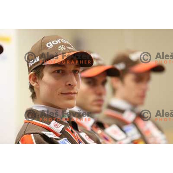 Jurij Tepes of Slovenia Nordic ski jumping team during press conference in Ljubljana, Slovenia on January 14, 2013 