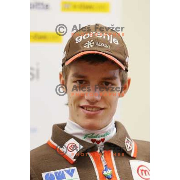 Matjaž Pungertar of Slovenia Nordic ski jumping team during press conference in Ljubljana, Slovenia on January 14, 2013 