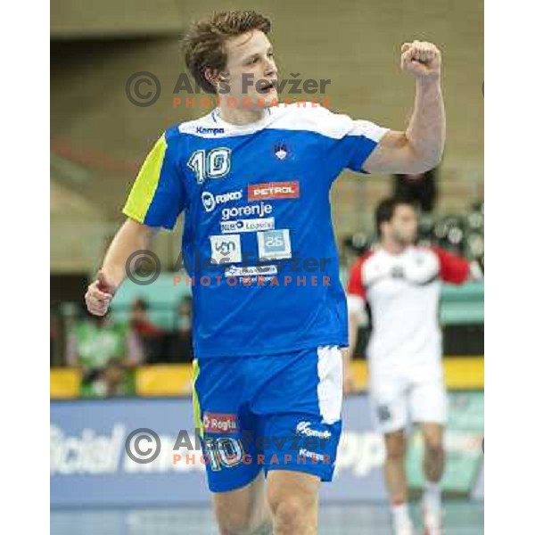 Jure Dolenec of Slovenia in action during eight-final of handball World Cup 2013 match Slovenia-Egypt in Barcelona, Spain on January 21, 2013 