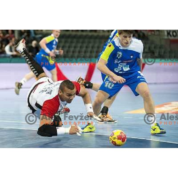 Jure Dolenec of Slovenia in action during eight-final of handball World Cup 2013 match Slovenia-Egypt in Barcelona, Spain on January 21, 2013 