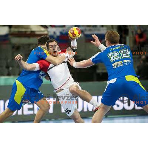 Matej Gaber of Slovenia in action during eight-final of handball World Cup 2013 match Slovenia-Egypt in Barcelona, Spain on January 21, 2013 
