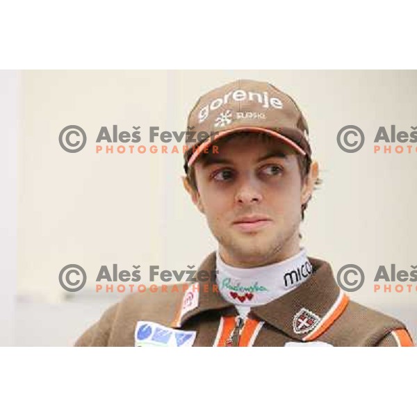 Tomaz Naglic of Slovenia Ski jumping team during press conference in Ljubljana on January 22,2013 