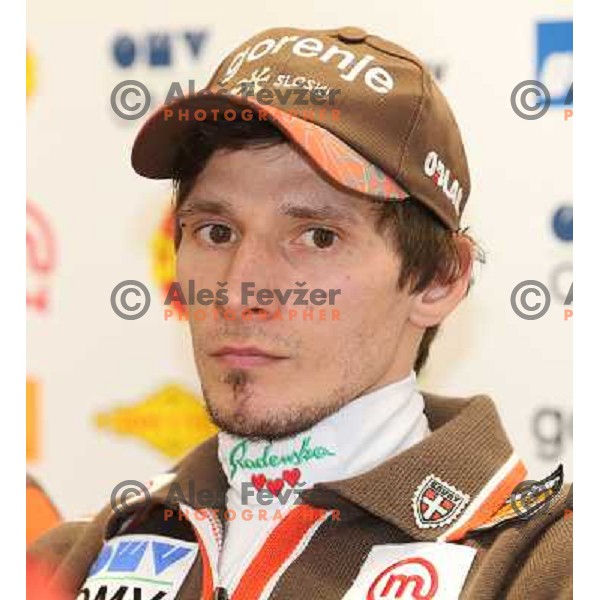 Robi Kranjec of Slovenia Ski jumping team during press conference in Ljubljana on January 22,2013 