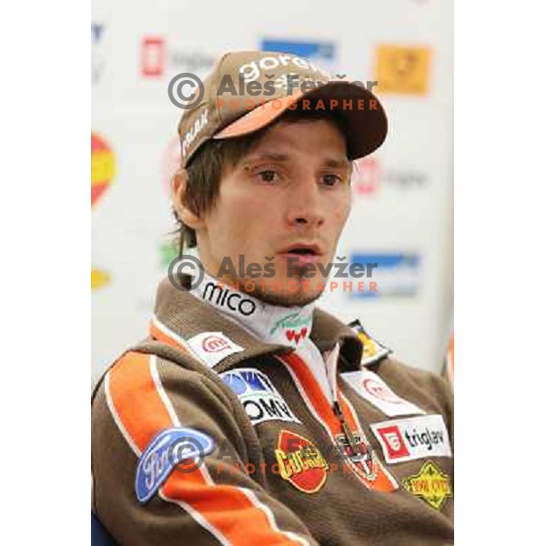 Robi Kranjec of Slovenia Ski jumping team during press conference in Ljubljana on January 22,2013 
