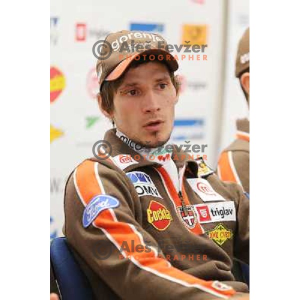 Robi Kranjec of Slovenia Ski jumping team during press conference in Ljubljana on January 22,2013 